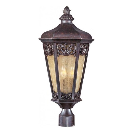 Maxim Three Light Colonial Umber Night Shade Glass Post Light 40170NSCU